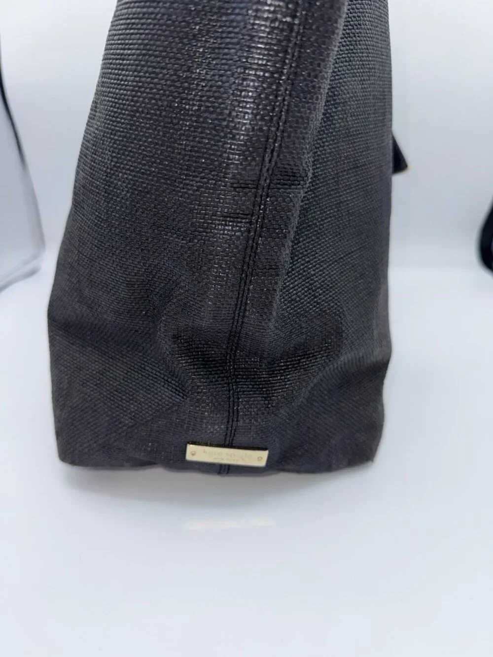 Kate Spade Black Canvas Bow Shoulder Bag Tote Purse - Picture 3 of 15